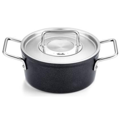 Cocotte haute ADAMANT 18 cm, avec couvercle de marmite en acier inoxydable, noir, aluminium, Fissler
