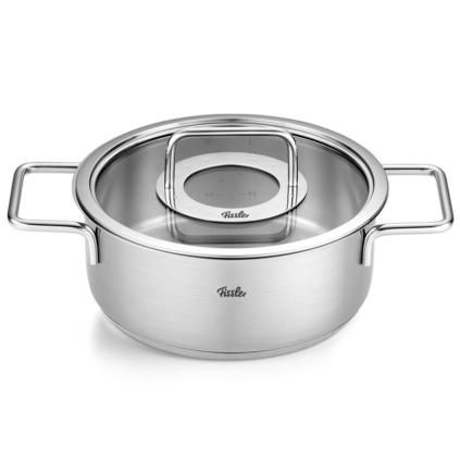 Faitout bas PURE 24 cm, argent, acier inoxydable, Fissler