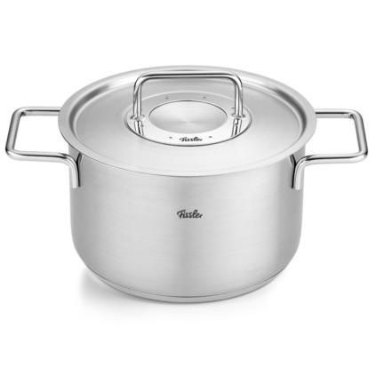Faitout haut PURE 20 cm, avec couvercle de marmite en acier inoxidable, argent, acier inoxidable, Fissler
