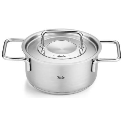 Faitout haut PURE 16 cm, avec couvercle de marmite en acier inoxidable, argent, acier inoxidable, Fissler