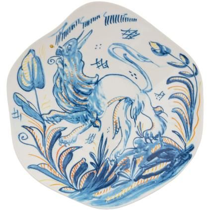 Assiette creuse DIESEL CLASSICS ON ACID LEONE 25 cm, bleu, porcelaine, Seletti
