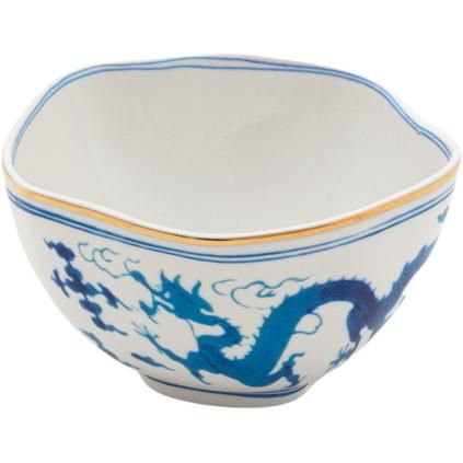 Bol DIESEL CLASSICS SUR ACID DRAGON 16 cm, blanc/bleu, porcelaine, Seletti