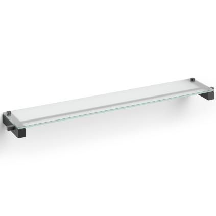 Étagère de salle de bain CARVO 66 cm, noir, acier inoxydable/verre, Zack