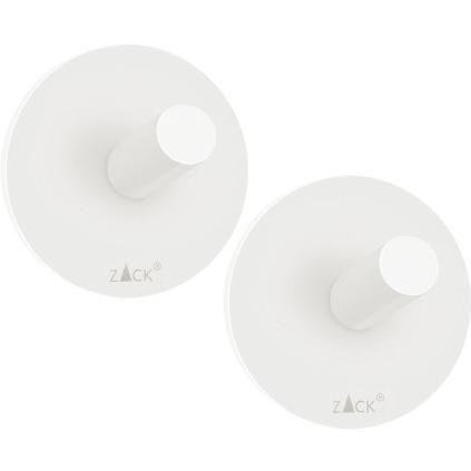Crochet à serviette 4,5 cm, set de 2, blanc, acier inoxydable, Zack