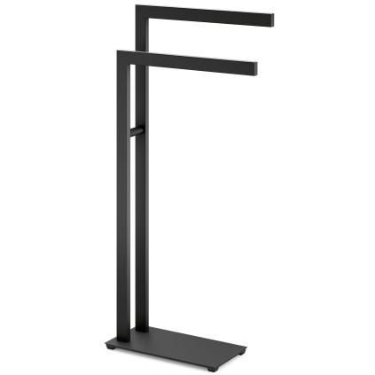 Porte-serviette sur pied LINEA 80 cm, double, noir, acier inoxydable, Zack