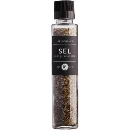 Sel au basilic, parmesan et citron 200 g, avec moulin, Lie Gourmet