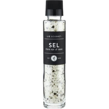 Sel avec poivre noir et blanc 220 g, avec moulin, Lie Gourmet