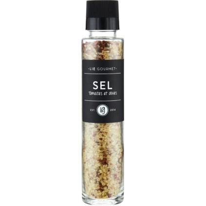 Sel aux tomates et olives 255 g, avec moulin, Lie Gourmet