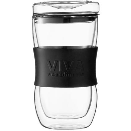 Mug de voyage MINIMA 450 ml, noir, verre, Viva Scandinavia