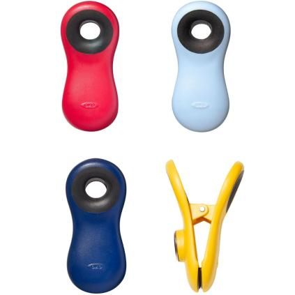 Clips pour sachets alimentaires GOOD GRIPS, pinces, magnétiques, set de 4 pc, plastique, OXO