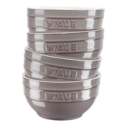 Bol 400 ml, set de 4, gris, céramique, Staub