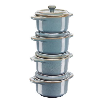Plat à four 10 cm, set de 4, turquoise, céramique, Staub