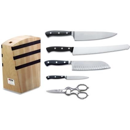 Couteaux de cuisine PREMIER PLUS avec bloc magnétique, set de 5, acier inoxydable, F.DICK