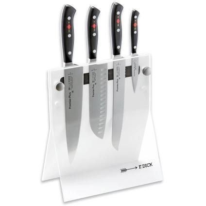 Couteaux de cuisine PREMIER PLUS avec support, set de 4, blanc, acier inoxydable, F.DICK