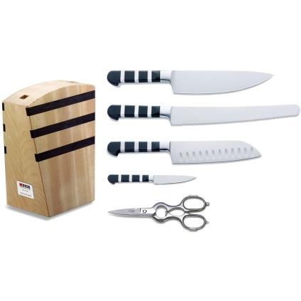 Couteaux de cuisine 1905 avec bloc magnétique, set de 5, acier inoxydable, F.DICK