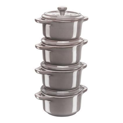 Cocotte cuisson four 10 cm, set de 4 pc, gris, céramique, Staub