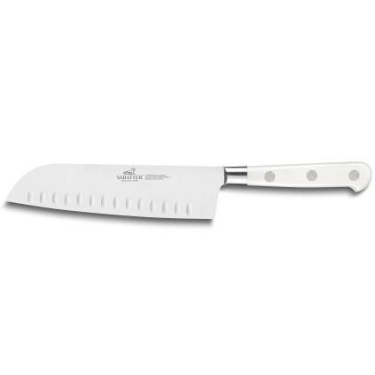 Couteau Santoku TOQUE 18 cm, rivets en acier inoxydable, blanc, Lion Sabatier