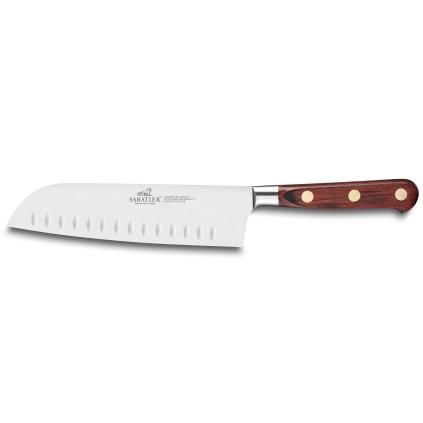 Couteau Santoku SAVEUR 18 cm, rivets en laiton, marron, Lion Sabatier