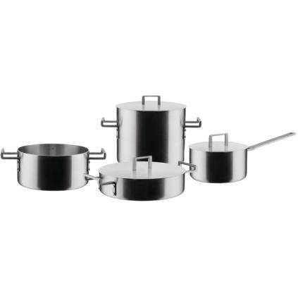 Batterie de cuisine CONVIVIO, set de 4 pc, avec couvercles, acier inoxydable, Alessi