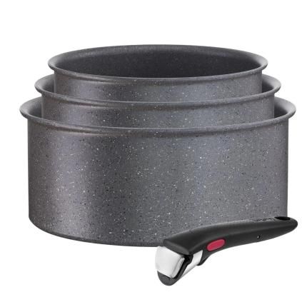 Batterie de cuisine INGENIO NATURAL FORCE L3969002, set de 4 pc, gris, aluminium, Tefal