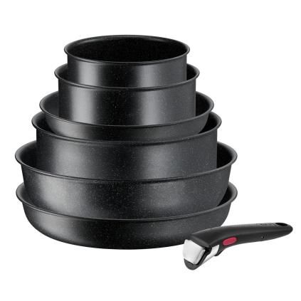 Batterie de cuisine INGENIO BLACK STONE L3998702, set de 7, noir, aluminium, Tefal