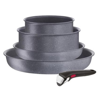 Batterie de cuisine INGENIO NATURAL FORCE L3969053, set de 5, gris, aluminium, Tefal