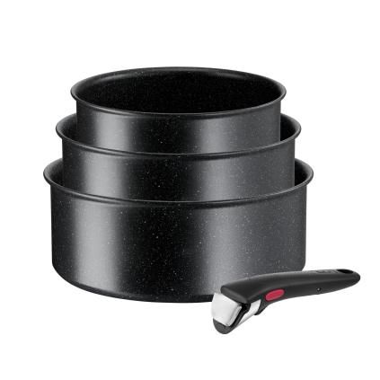 Batterie de cuisine INGENIO BLACK STONE L3998902, set de 4, noir, aluminium, Tefal