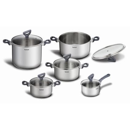 Batterie de cuisine DAILY COOK G712SA55, set de 10 pc, argent, acier inoxidable, Tefal