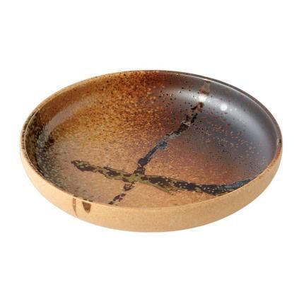 208618 jidelni talir wabi sabi 22 cm s vysokym okrajem hneda keramika mij