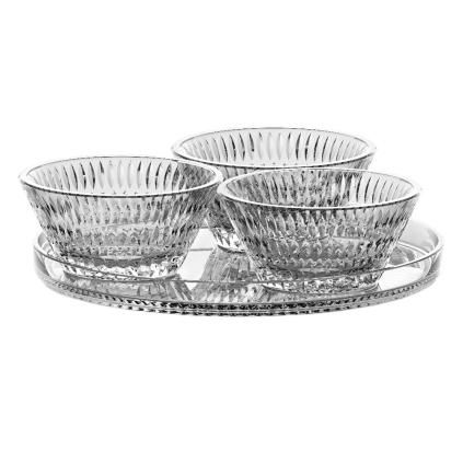 Bol à tapas ETHNO 190 ml, set de 3 pc, avec plateau, transparent, Nachtmann