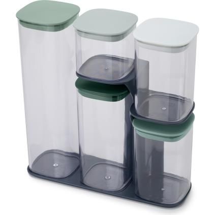 Bocal de rangement PODIUM 5 81128, set de 5 pc + support, plastique, Joseph Joseph