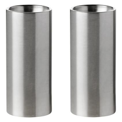 Set salière et poivrier ARNE JACOBSEN, set de 2 pc, argent, acier inoxydable, Stelton