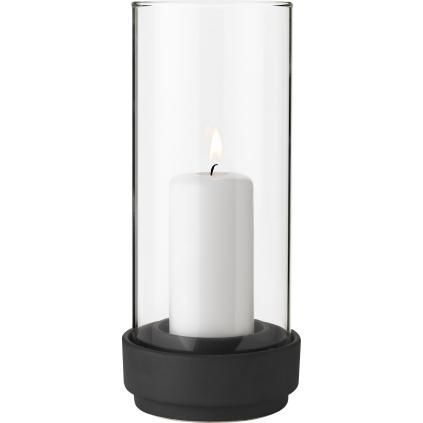 Bougeoir HURRICANE 24 cm, noir, grès, Stelton