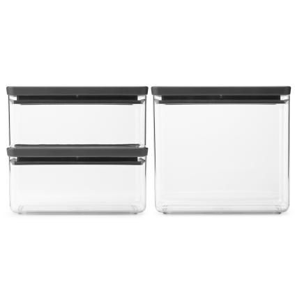 Boîte de conservation pour aliments TASTY PLUS, set de 3 pc, basses, gris foncé, Brabantia