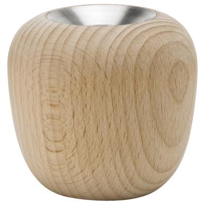 Photophore ORA 8 cm, brun, bois de hêtre, Stelton
