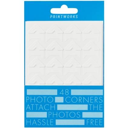 Coins adhésifs pour photos, set de 48 pc., autocollant, blanc, papier, Printworks