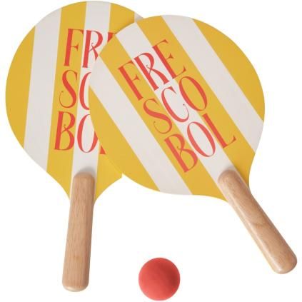 Raquettes de plage avec balle FRESCOBOL, set de 3 pc, jaune, Printworks