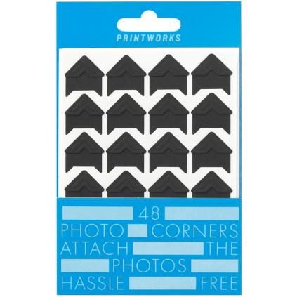 Coins adhésifs pour photos, set de 48 pc., autocollant, noir, papier, Printworks