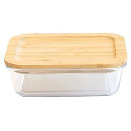 Boîte de conservation pour aliments PKV-008 650 ml, verre / bambou, Pebbly