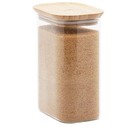 Bocal de rangement PKV-068 1,2 l, verre / bambou, Pebbly
