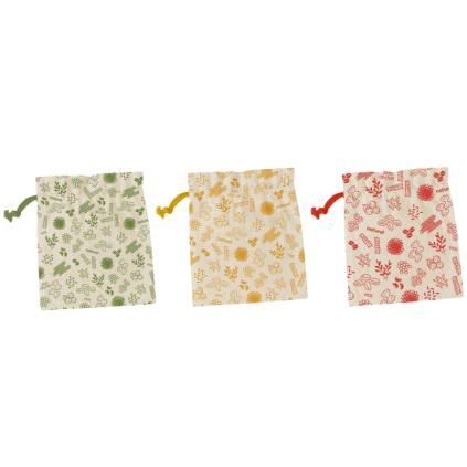 Sac de conservation pour aliments réutilisable NBA179, set de 3 pc, coton, Pebbly