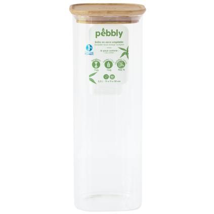 Bocal de rangement PKV-007 2,2 l, verre / bambou, Pebbly