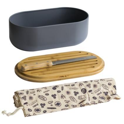 Boîte à pain NBA195 36 cm, bleu, métal, Pebbly