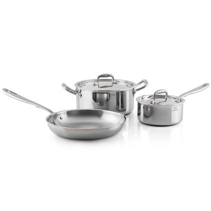 Batterie de cuisine CON CUORE, set de 5 pc, argent, cuivre, Ruffoni