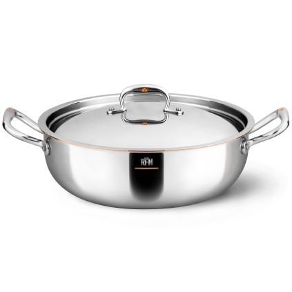 Cocotte basse CON CUORE 28 cm, argent, cuivre, Ruffoni