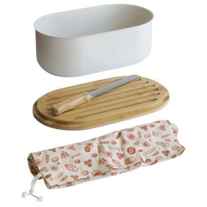 Boîte à pain NBA150 36 cm, blanc, métal, Pebbly