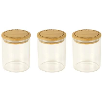 Bocal de rangement PKV-014 180 ml, set de 3 pc, verre / bambou, Pebbly