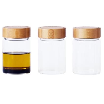 Bocal de rangement PKV-030 75 ml, set de 3 pc, verre / bambou, Pebbly
