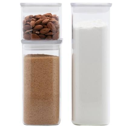 Bocal de rangement PKV-067, set de 3 pc, verre, Pebbly