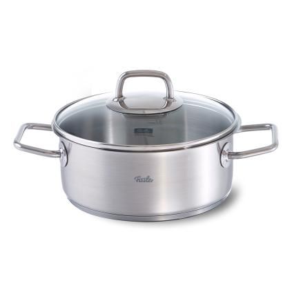 Cocotte basse VISEO 20 cm, argent, acier inoxidable, Fissler
